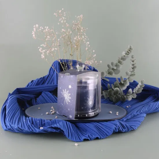 Горячая продажа 7,4 унции стеклянной свечи Cloche с этикеткой из серебряной фольги на Рождество