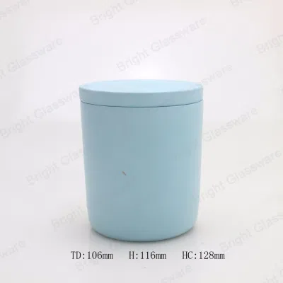 Цилиндрическая синяя бетонная цементная свеча с крышкой